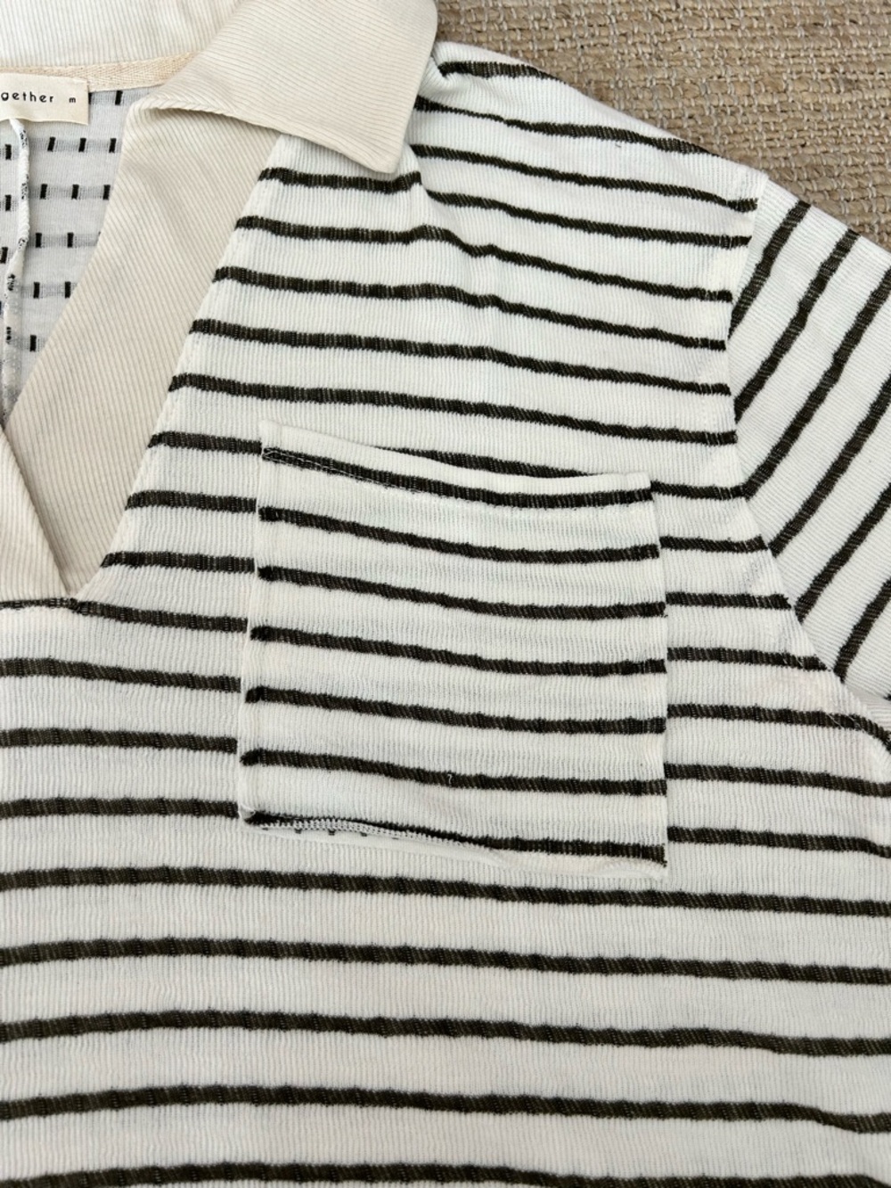NWOT By Together Relaxed Striped Polo - Picture 7 of 9